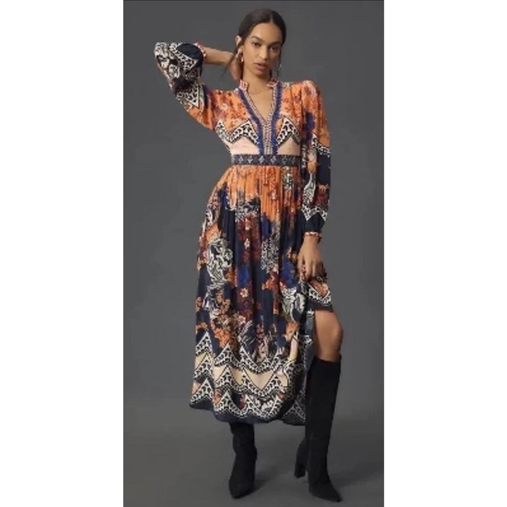 New Anthropologie We Select Dresses Bhanuni by Jyoti Patterned Maxi Dress Size 4